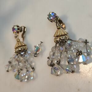 Vintage Crystal Beaded Chandelier Earrings